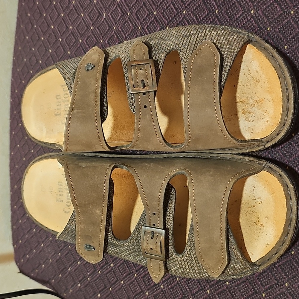 Finn Comfort Womens Brown 3 Strap Velcro Sandal Size 9 (40 D) Removable Footbed